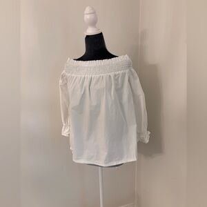Soprano White Off Shoulder Bow Tie Flared Blouse Size S